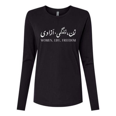 Wo Life Freedom Zan Zendegi Azadi Farsi Calligraphy Womens Cotton Relaxed Long Sleeve T-Shirt