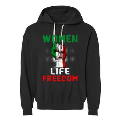 Women Life Freedom Stand With Women Iranian Flag Raised Hand Garment-Dyed Fleece Hoodie