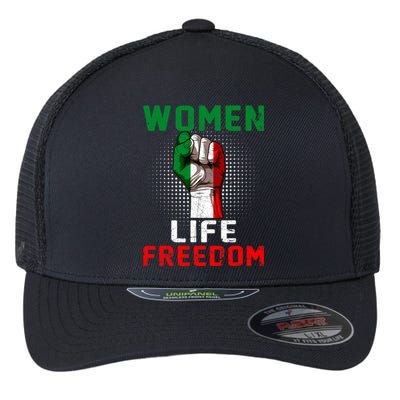 Women Life Freedom Stand With Women Iranian Flag Raised Hand Flexfit Unipanel Trucker Cap