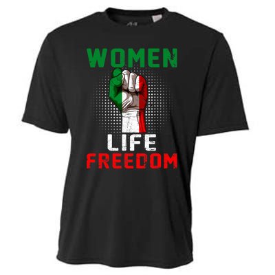 Women Life Freedom Stand With Women Iranian Flag Raised Hand Cooling Performance Crew T-Shirt