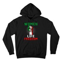 Women Life Freedom Stand With Women Iranian Flag Raised Hand Hoodie