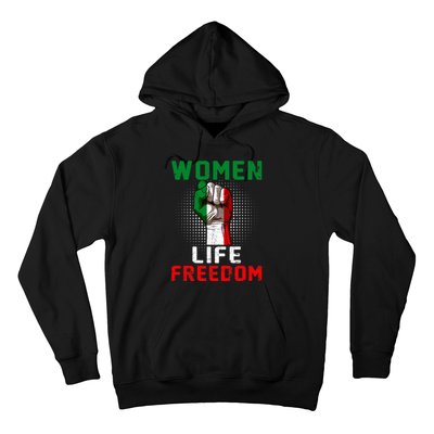 Women Life Freedom Stand With Women Iranian Flag Raised Hand Hoodie