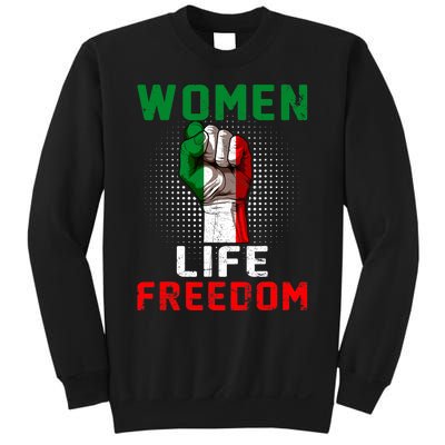 Women Life Freedom Stand With Women Iranian Flag Raised Hand Sweatshirt