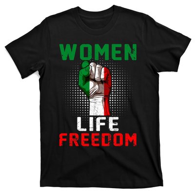 Women Life Freedom Stand With Women Iranian Flag Raised Hand T-Shirt