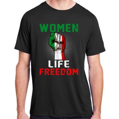 Women Life Freedom Stand With Women Iranian Flag Raised Hand Adult ChromaSoft Performance T-Shirt