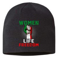 Women Life Freedom Stand With Women Iranian Flag Raised Hand Sustainable Beanie