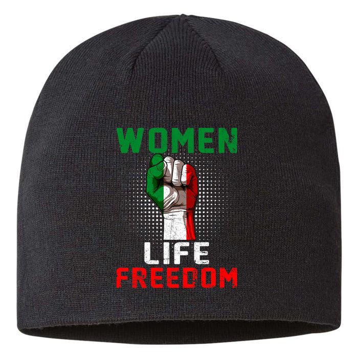 Women Life Freedom Stand With Women Iranian Flag Raised Hand Sustainable Beanie