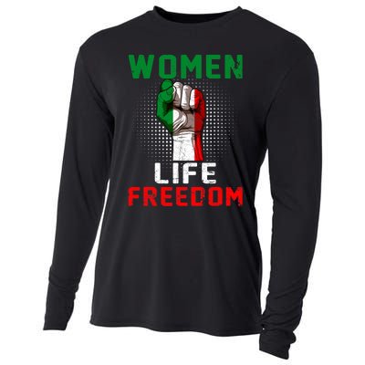 Women Life Freedom Stand With Women Iranian Flag Raised Hand Cooling Performance Long Sleeve Crew