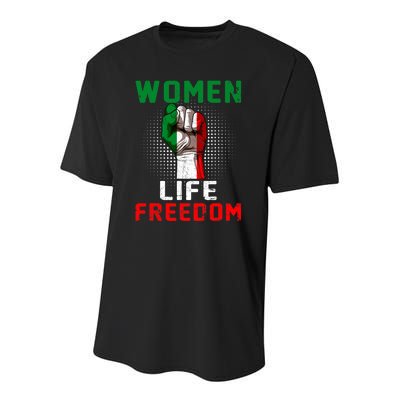 Women Life Freedom Stand With Women Iranian Flag Raised Hand Youth Performance Sprint T-Shirt