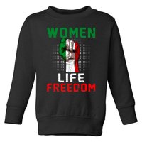 Women Life Freedom Stand With Women Iranian Flag Raised Hand Toddler Sweatshirt