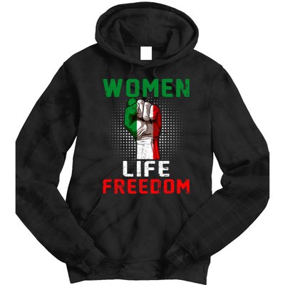 Women Life Freedom Stand With Women Iranian Flag Raised Hand Tie Dye Hoodie