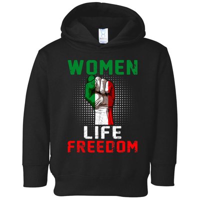 Women Life Freedom Stand With Women Iranian Flag Raised Hand Toddler Hoodie