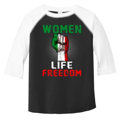 Women Life Freedom Stand With Women Iranian Flag Raised Hand Toddler Fine Jersey T-Shirt