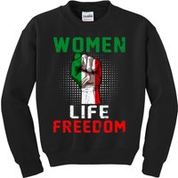 Women Life Freedom Stand With Women Iranian Flag Raised Hand Kids Sweatshirt