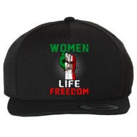 Women Life Freedom Stand With Women Iranian Flag Raised Hand Wool Snapback Cap