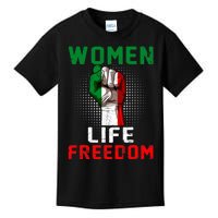 Women Life Freedom Stand With Women Iranian Flag Raised Hand Kids T-Shirt