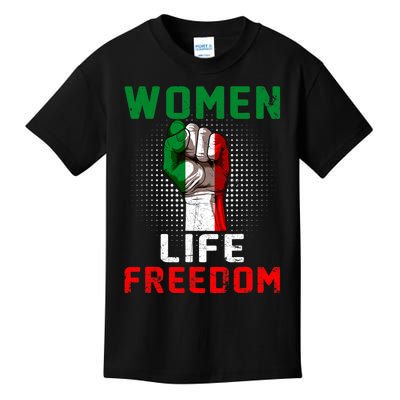 Women Life Freedom Stand With Women Iranian Flag Raised Hand Kids T-Shirt