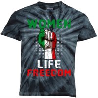 Women Life Freedom Stand With Women Iranian Flag Raised Hand Kids Tie-Dye T-Shirt