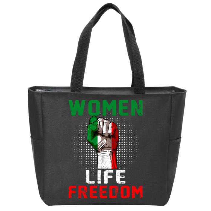 Women Life Freedom Stand With Women Iranian Flag Raised Hand Zip Tote Bag