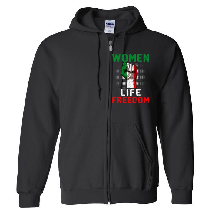 Women Life Freedom Stand With Women Iranian Flag Raised Hand Full Zip Hoodie