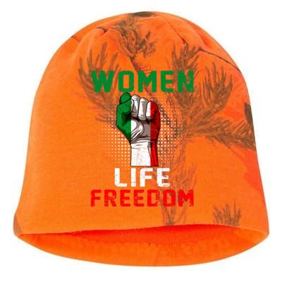 Women Life Freedom Stand With Women Iranian Flag Raised Hand Kati - Camo Knit Beanie