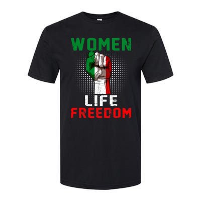 Women Life Freedom Stand With Women Iranian Flag Raised Hand Softstyle CVC T-Shirt