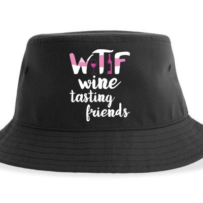 Wine Lover Funny WTF Wine Tasting Friends Drinking Wine Sustainable Bucket Hat