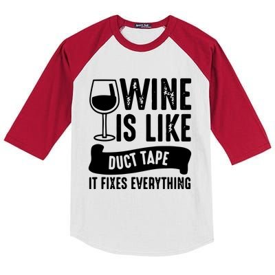 Wine Lover Funny Wine Is Like Duct Tape It Fixes Kids Colorblock Raglan Jersey