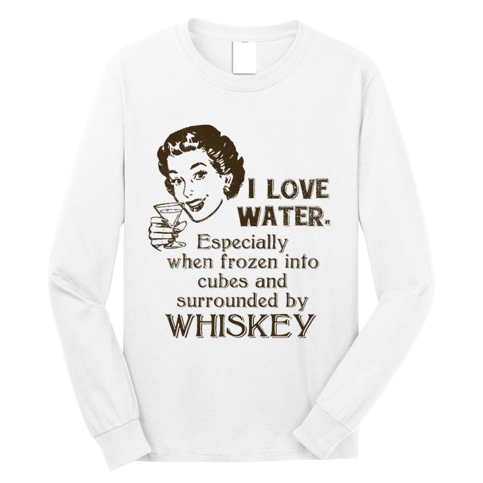 Whiskey Lovers Funny Retro Gag Gift Novelty Graphic Long Sleeve Shirt