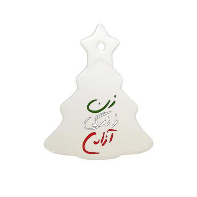 Women Life Freedom Iran Justice For Mahsa Amini Ceramic Tree Ornament