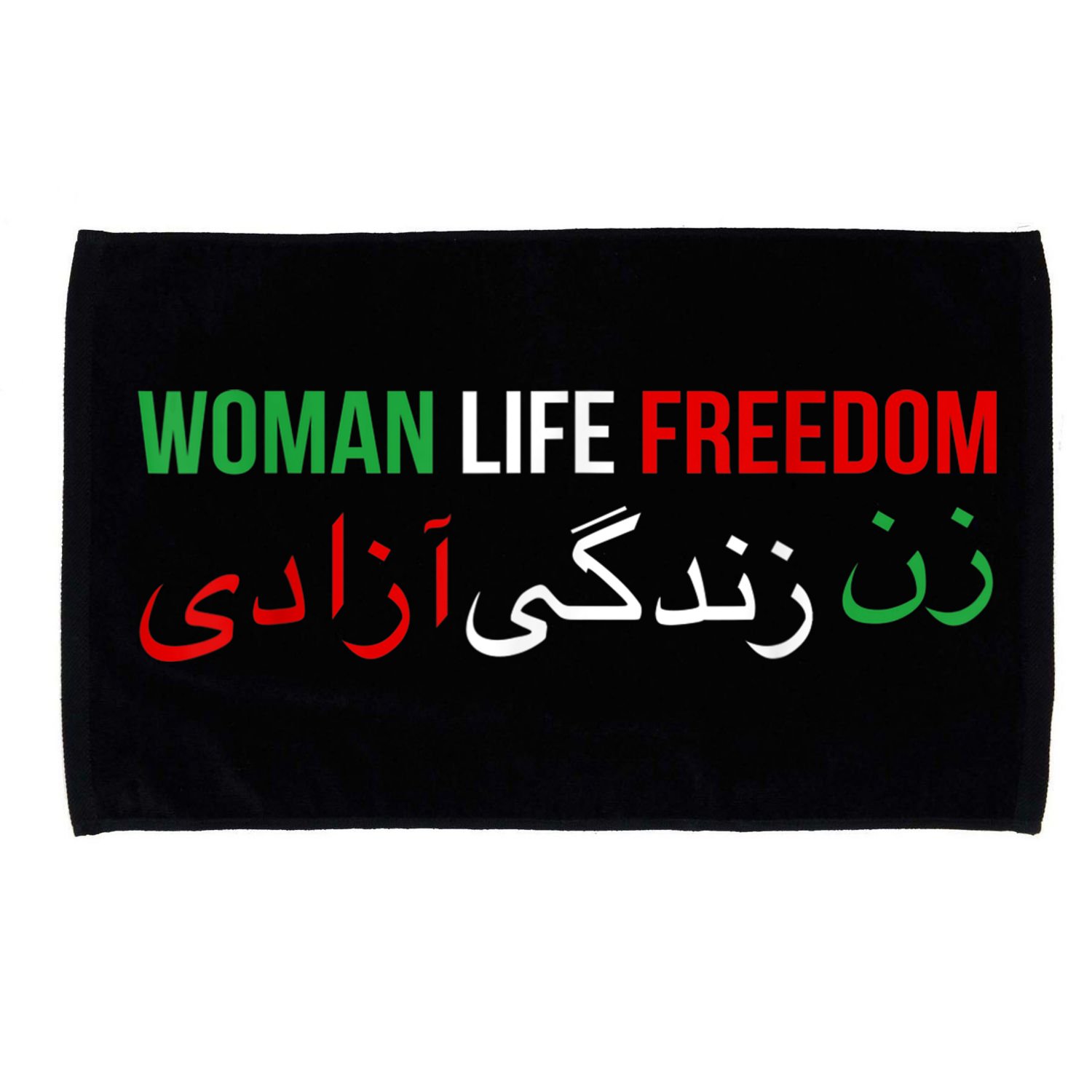 Woman Life Freedom Iran English Persian Protest Slogan Microfiber Hand Towel