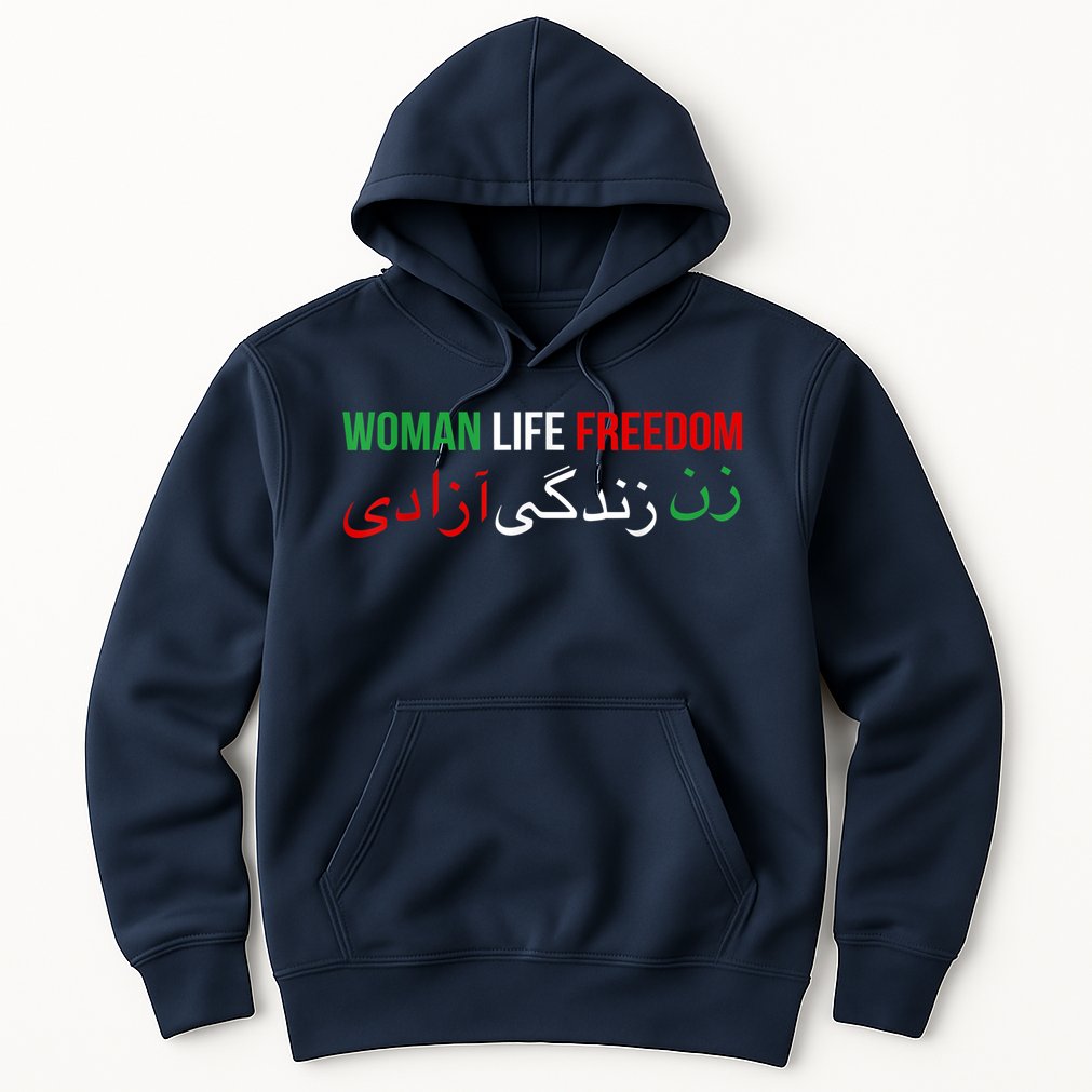Woman Life Freedom Iran English Persian Protest Slogan Hoodie