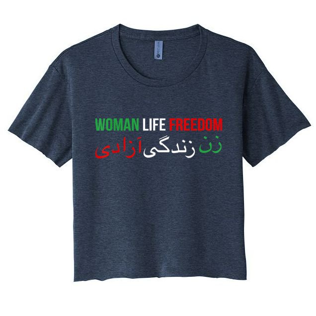 Woman Life Freedom Iran English Persian Protest Slogan Crop Top
