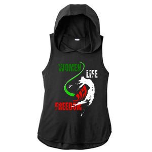 Women Life Freedom Iran Protest Ladies PosiCharge Tri-Blend Wicking Draft Hoodie Tank