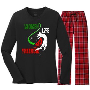 Women Life Freedom Iran Protest Women's Long Sleeve Flannel Pajama Set 