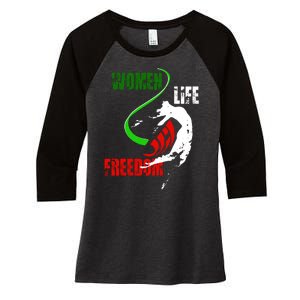 Women Life Freedom Iran Protest Women's Tri-Blend 3/4-Sleeve Raglan Shirt