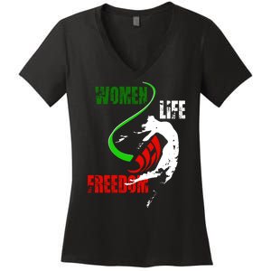 Women Life Freedom Iran Protest Women's V-Neck T-Shirt