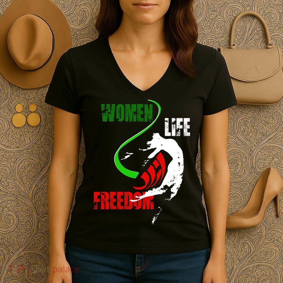Women Life Freedom Iran Protest Women's V-Neck T-Shirt