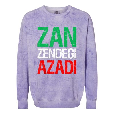 Woman Life Freedom Iran Zan Zendegi Azadi Persian Colorblast Crewneck Sweatshirt