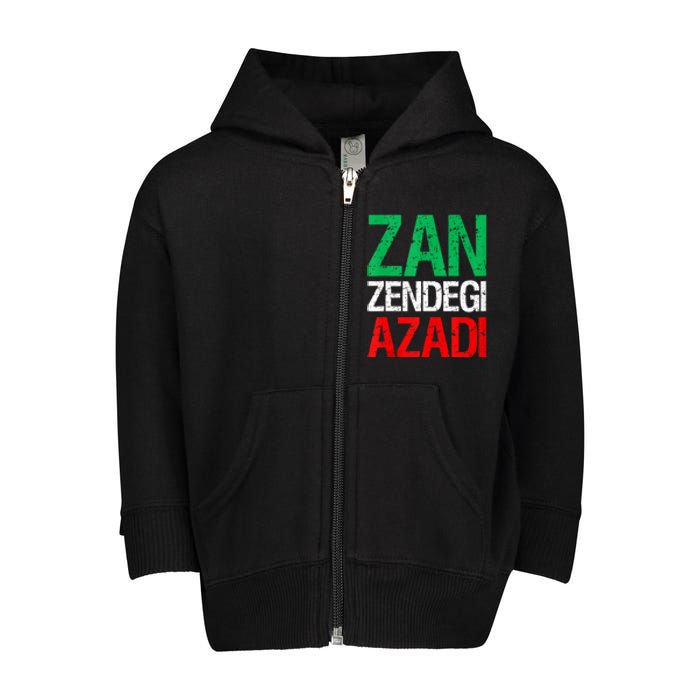 Woman Life Freedom Iran Zan Zendegi Azadi Persian Toddler Zip Fleece Hoodie