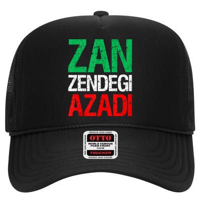 Woman Life Freedom Iran Zan Zendegi Azadi Persian High Crown Mesh Back Trucker Hat