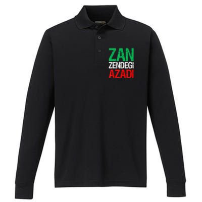 Woman Life Freedom Iran Zan Zendegi Azadi Persian Performance Long Sleeve Polo