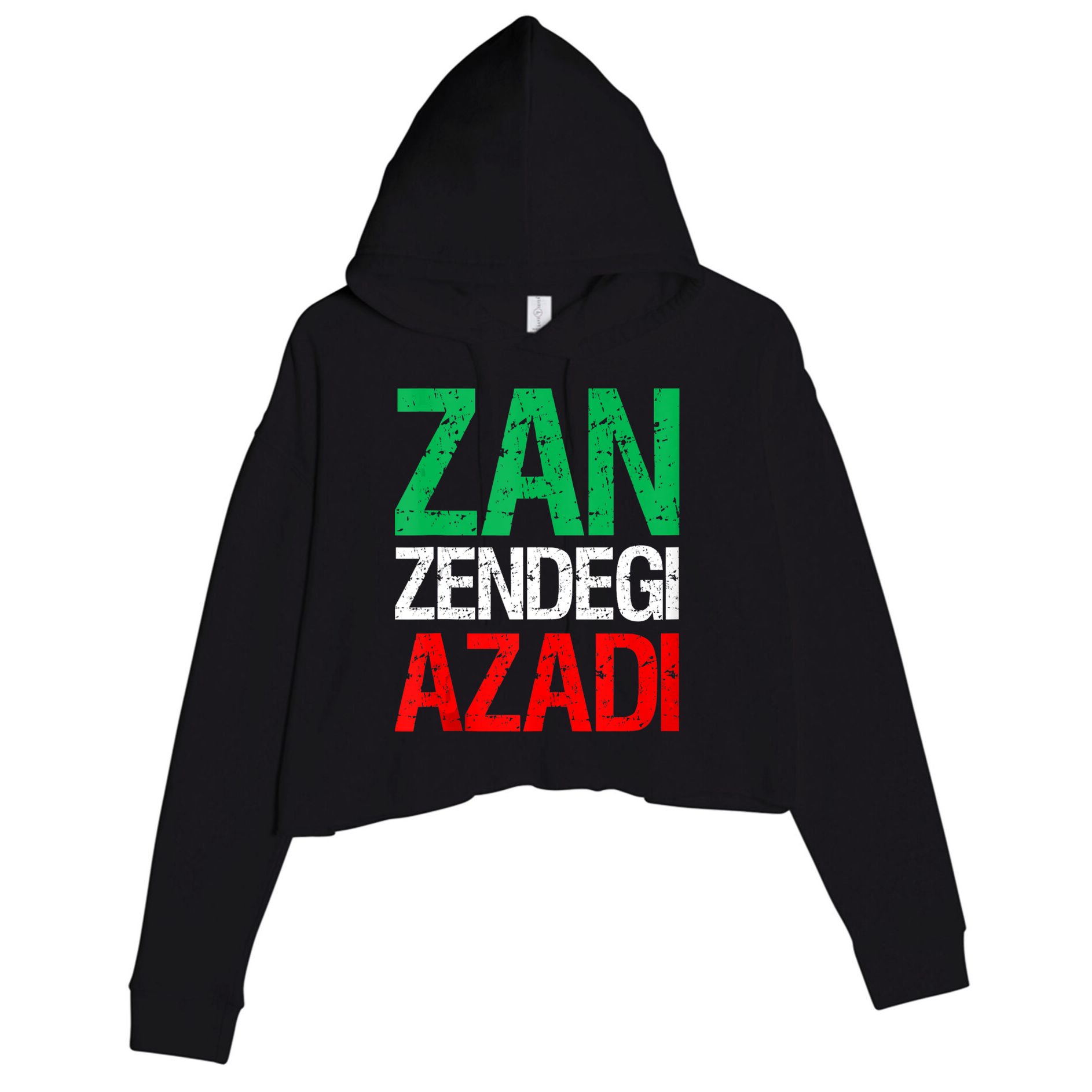 Woman Life Freedom Iran Zan Zendegi Azadi Persian Crop Fleece Hoodie