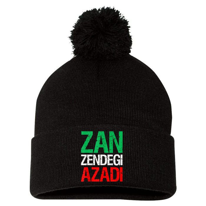 Woman Life Freedom Iran Zan Zendegi Azadi Persian Pom Pom 12in Knit Beanie