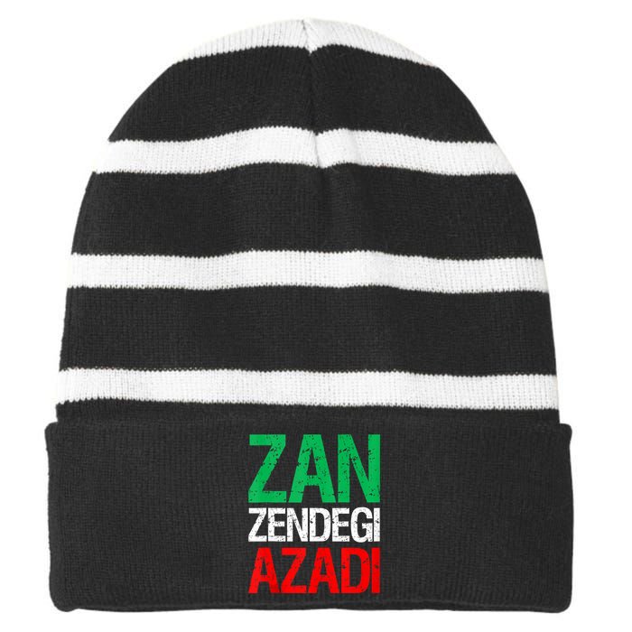 Woman Life Freedom Iran Zan Zendegi Azadi Persian Striped Beanie with Solid Band