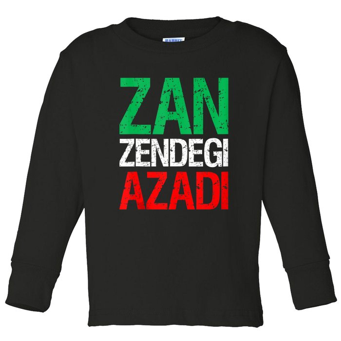 Woman Life Freedom Iran Zan Zendegi Azadi Persian Toddler Long Sleeve Shirt