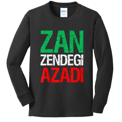 Woman Life Freedom Iran Zan Zendegi Azadi Persian Kids Long Sleeve Shirt