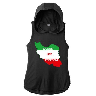 WOMEN LIFE FREEDOM, Cute Iranian Flag Women Of Iran Ladies PosiCharge Tri-Blend Wicking Draft Hoodie Tank