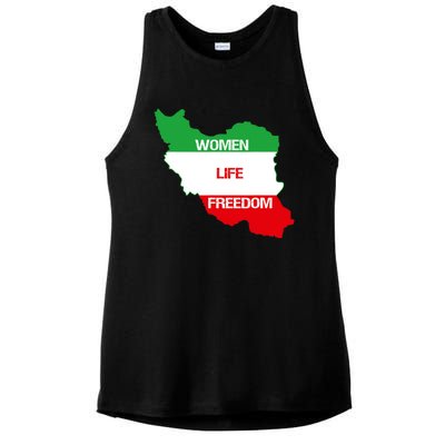 WOMEN LIFE FREEDOM, Cute Iranian Flag Women Of Iran Ladies PosiCharge Tri-Blend Wicking Tank