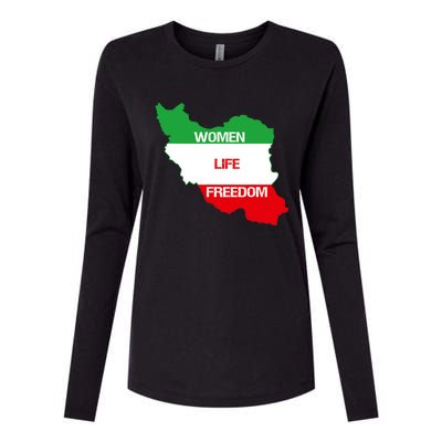 WOMEN LIFE FREEDOM, Cute Iranian Flag Women Of Iran Womens Cotton Relaxed Long Sleeve T-Shirt